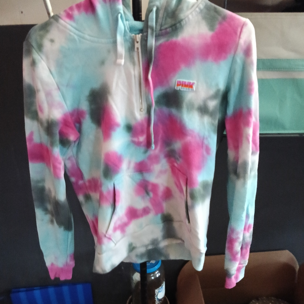 PINK Victoria's Secret Tie-Dye Hoodie - Pink and Blue